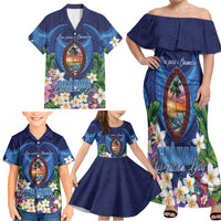 Guam Liberation Day Family Matching Off Shoulder Maxi Dress and Hawaiian Shirt Pas Para I Chamoru LT05 - Polynesian Pride