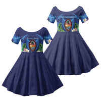 Guam Liberation Day Family Matching Puletasi and Hawaiian Shirt Pas Para I Chamoru LT05 Daughter's Dress Navy - Polynesian Pride