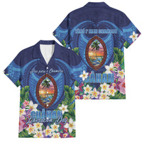 Guam Liberation Day Family Matching Summer Maxi Dress and Hawaiian Shirt Pas Para I Chamoru LT05 Dad's Shirt - Short Sleeve Navy - Polynesian Pride