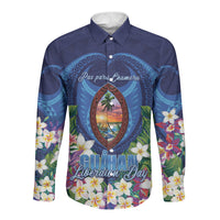 Guam Liberation Day Long Sleeve Button Shirt Pas Para I Chamoru LT05 Unisex Navy - Polynesian Pride