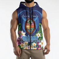 Guam Liberation Day Sleeveless Zip Hoodie Pas Para I Chamoru