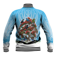New Zealand Birds Christmas Baseball Jacket Pohutukawa Xmas Tree