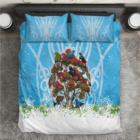 New Zealand Birds Christmas Bedding Set Pohutukawa Xmas Tree