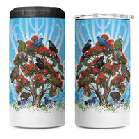 New Zealand Birds Christmas 4 in 1 Can Cooler Tumbler Pohutukawa Xmas Tree