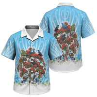 New Zealand Birds Christmas Family Matching Long Sleeve Bodycon Dress and Hawaiian Shirt Pohutukawa Xmas Tree LT05 Son's Shirt Blue - Polynesian Pride