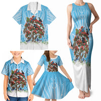 New Zealand Birds Christmas Family Matching Tank Maxi Dress and Hawaiian Shirt Pohutukawa Xmas Tree