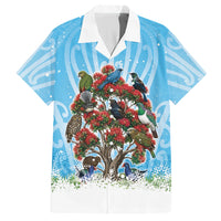 New Zealand Birds Christmas Hawaiian Shirt Pohutukawa Xmas Tree
