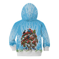 New Zealand Birds Christmas Kid Hoodie Pohutukawa Xmas Tree