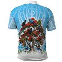 New Zealand Birds Christmas Polo Shirt Pohutukawa Xmas Tree