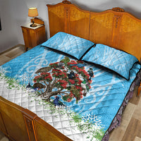 New Zealand Birds Christmas Quilt Bed Set Pohutukawa Xmas Tree