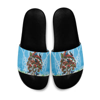 New Zealand Birds Christmas Slide Sandals Pohutukawa Xmas Tree
