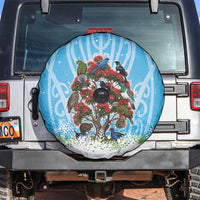 New Zealand Birds Christmas Spare Tire Cover Pohutukawa Xmas Tree