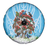 New Zealand Birds Christmas Spare Tire Cover Pohutukawa Xmas Tree