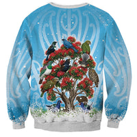 New Zealand Birds Christmas Sweatshirt Pohutukawa Xmas Tree