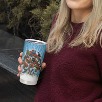 New Zealand Birds Christmas Tumbler Cup Pohutukawa Xmas Tree