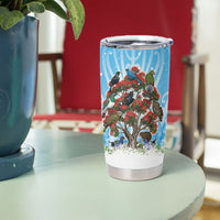 New Zealand Birds Christmas Tumbler Cup Pohutukawa Xmas Tree