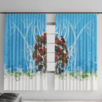 New Zealand Birds Christmas Window Curtain Pohutukawa Xmas Tree
