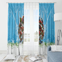 New Zealand Birds Christmas Window Curtain Pohutukawa Xmas Tree