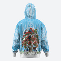 New Zealand Birds Christmas Zip Hoodie Pohutukawa Xmas Tree