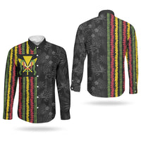 Hawaii Lei Kanaka Maoli Flag Couples Matching Puletasi and Long Sleeve Button Shirt Tropical Vibes