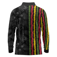 Hawaii Lei Kanaka Maoli Flag Long Sleeve Polo Shirt Tropical Vibes