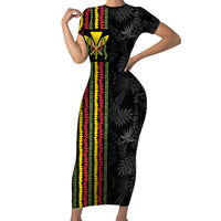 Hawaii Lei Kanaka Maoli Flag Short Sleeve Bodycon Dress Tropical Vibes