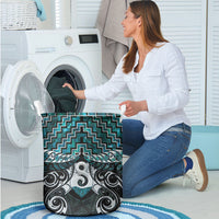 New Zealand Maori Laundry Basket Poutama Pikorua - Single Twist Paua Shell LT05 - Polynesian Pride