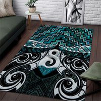 New Zealand Maori Area Rug Poutama Pikorua - Single Twist Paua Shell LT05 Turquoise - Polynesian Pride