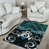 New Zealand Maori Area Rug Poutama Pikorua - Single Twist Paua Shell LT05 - Polynesian Pride