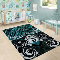 New Zealand Maori Area Rug Poutama Pikorua - Single Twist Paua Shell LT05 - Polynesian Pride