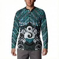 New Zealand Maori Button Sweatshirt Poutama Pikorua - Single Twist Paua Shell LT05 - Polynesian Pride