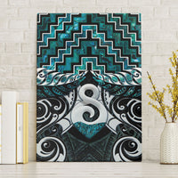 New Zealand Maori Canvas Wall Art Poutama Pikorua - Single Twist Paua Shell LT05 Without Frame Turquoise - Polynesian Pride
