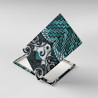 New Zealand Maori Canvas Wall Art Poutama Pikorua - Single Twist Paua Shell LT05 With Frame Turquoise - Polynesian Pride