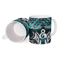 New Zealand Maori Ceramic Mug Poutama Pikorua - Single Twist Paua Shell LT05 - Polynesian Pride