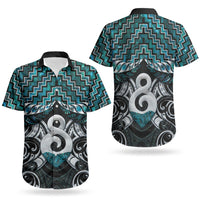 New Zealand Maori Couples Matching Short Sleeve Bodycon Dress and Hawaiian Shirt Poutama Pikorua - Single Twist Paua Shell LT05 - Polynesian Pride