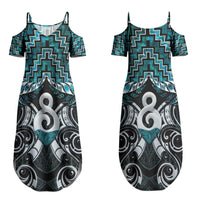 New Zealand Maori Couples Matching Summer Maxi Dress and Hawaiian Shirt Poutama Pikorua - Single Twist Paua Shell LT05 - Polynesian Pride