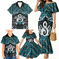 New Zealand Maori Family Matching Mermaid Dress and Hawaiian Shirt Poutama Pikorua - Single Twist Paua Shell LT05 - Polynesian Pride