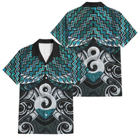 New Zealand Maori Family Matching Off Shoulder Maxi Dress and Hawaiian Shirt Poutama Pikorua - Single Twist Paua Shell LT05 Dad's Shirt - Short Sleeve Turquoise - Polynesian Pride