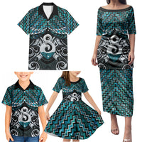 New Zealand Maori Family Matching Puletasi and Hawaiian Shirt Poutama Pikorua - Single Twist Paua Shell LT05 - Polynesian Pride