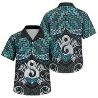 New Zealand Maori Family Matching Short Sleeve Bodycon Dress and Hawaiian Shirt Poutama Pikorua - Single Twist Paua Shell LT05 Son's Shirt Turquoise - Polynesian Pride
