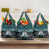 New Zealand Maori Grocery Bag Poutama Pikorua - Single Twist Paua Shell LT05 3-pack One Size Turquoise - Polynesian Pride