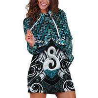 New Zealand Maori Hoodie Dress Poutama Pikorua - Single Twist Paua Shell