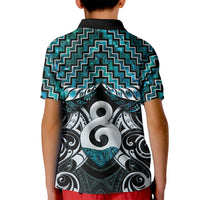 New Zealand Maori Kid Polo Shirt Poutama Pikorua - Single Twist Paua Shell LT05 - Polynesian Pride
