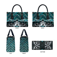 New Zealand Maori Leather Bag Poutama Pikorua - Single Twist Paua Shell LT05 - Polynesian Pride