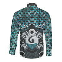 New Zealand Maori Long Sleeve Button Shirt Poutama Pikorua - Single Twist Paua Shell LT05 - Polynesian Pride