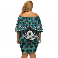 New Zealand Maori Off Shoulder Short Dress Poutama Pikorua - Single Twist Paua Shell LT05 - Polynesian Pride