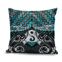 New Zealand Maori Pillow Cover Poutama Pikorua - Single Twist Paua Shell LT05 Turquoise - Polynesian Pride