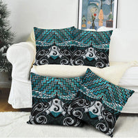 New Zealand Maori Pillow Cover Poutama Pikorua - Single Twist Paua Shell LT05 - Polynesian Pride