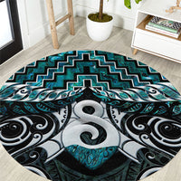 New Zealand Maori Round Carpet Poutama Pikorua - Single Twist Paua Shell LT05 Turquoise - Polynesian Pride