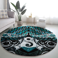 New Zealand Maori Round Carpet Poutama Pikorua - Single Twist Paua Shell LT05 - Polynesian Pride